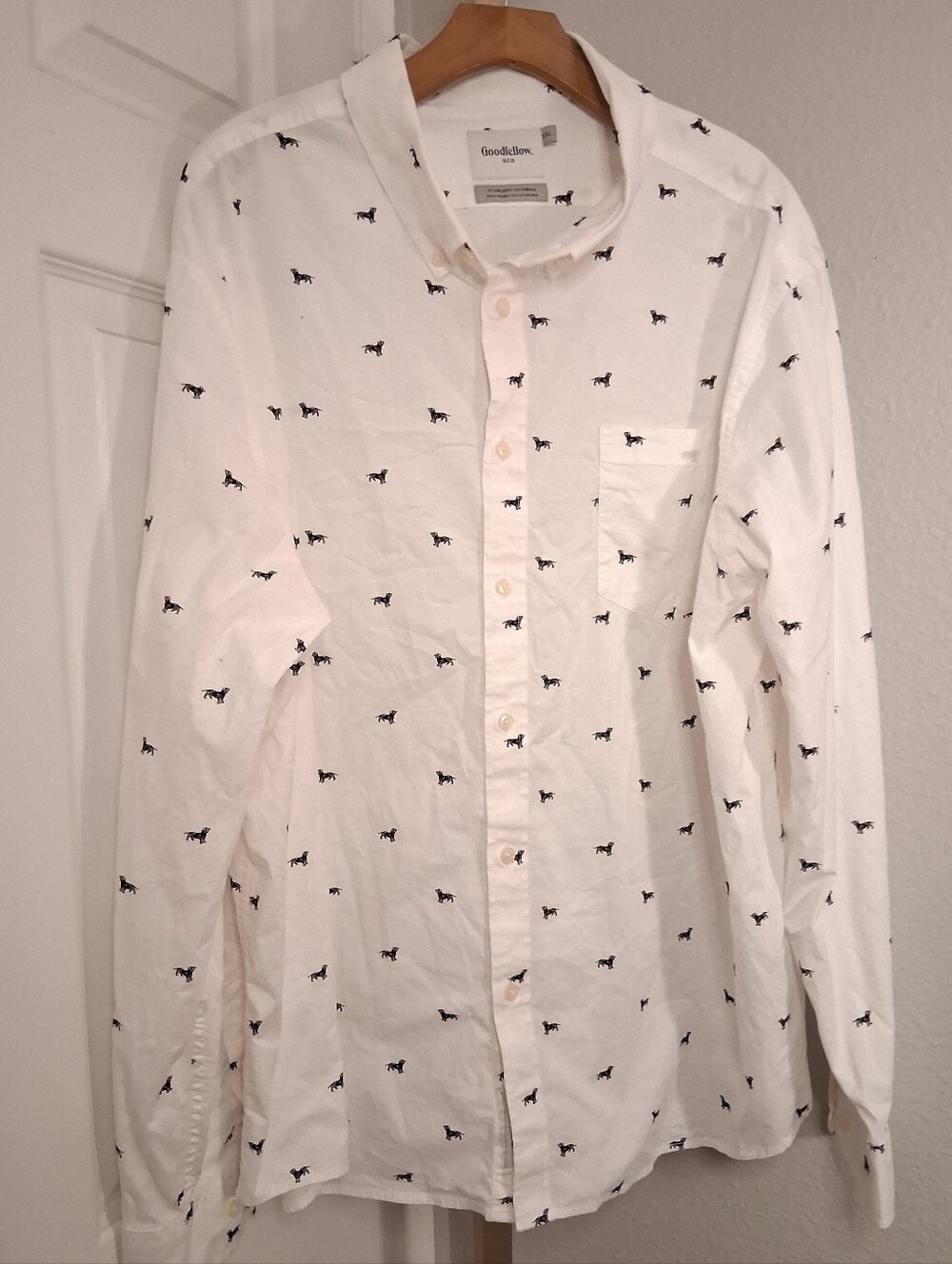 Goodfellow Dog Print Long Sleeve Button Down XXL